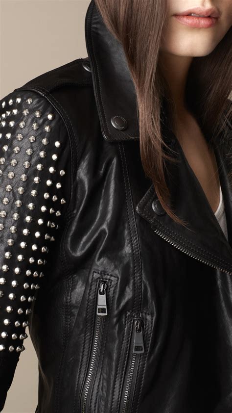 burberry brit studded leather jacket|Burberry Brit jacket women.